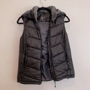 Black Hooded Puffer Vest